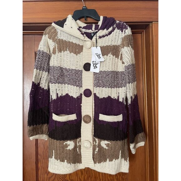 Vero Moda Sweaters - Vero Moda Knit Hooded Button Down Sweater Hoodie Brown Size Small NEW Boho